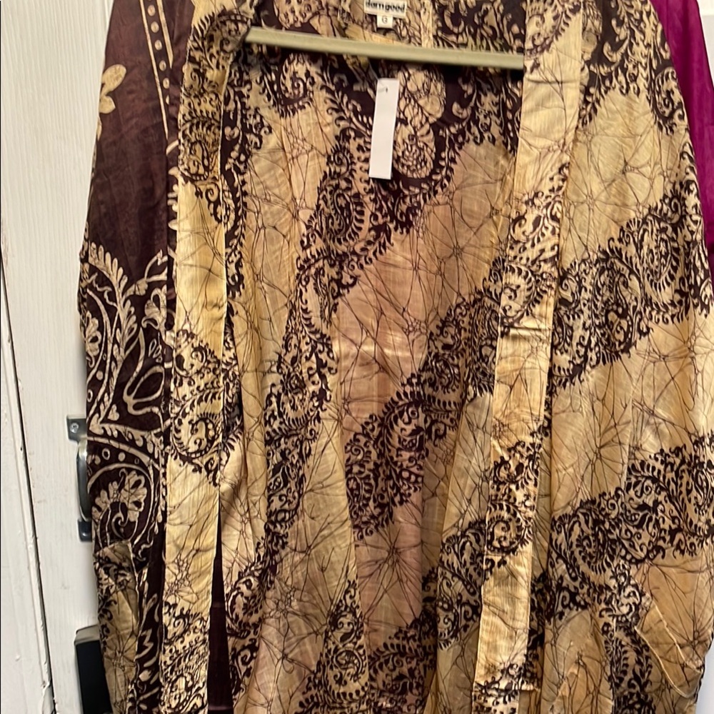 Genuine silk Gold and Brown Women's Jacket